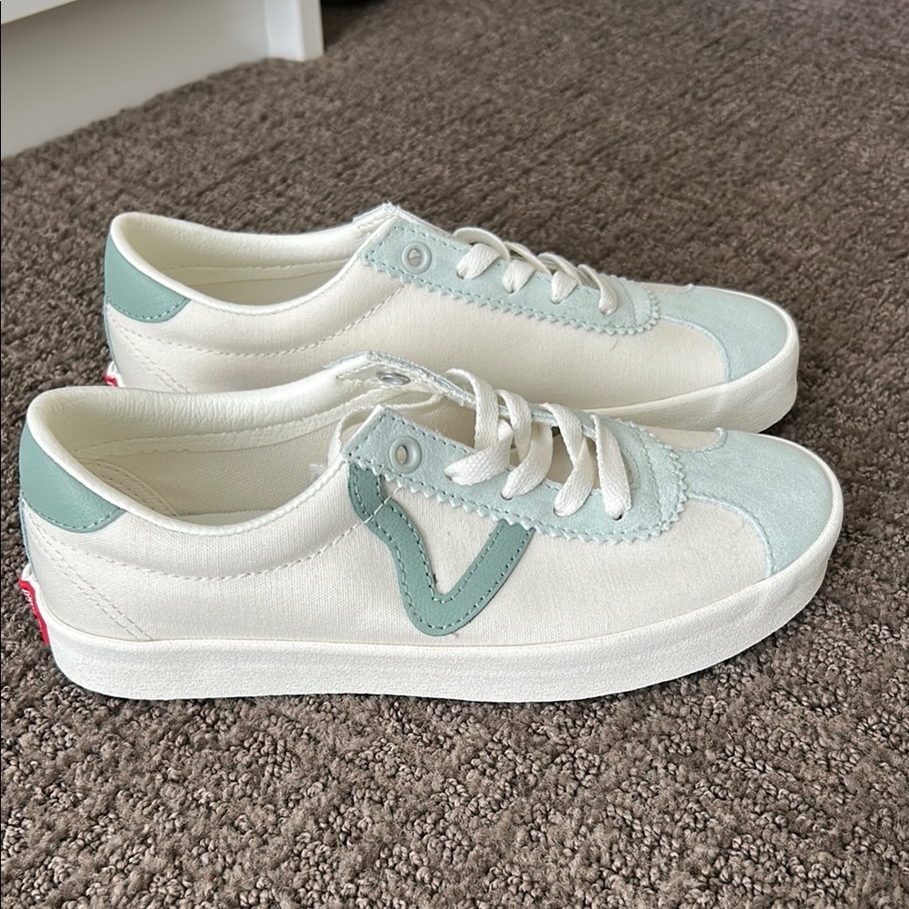 Vans Cream and Light Blue Sneakers